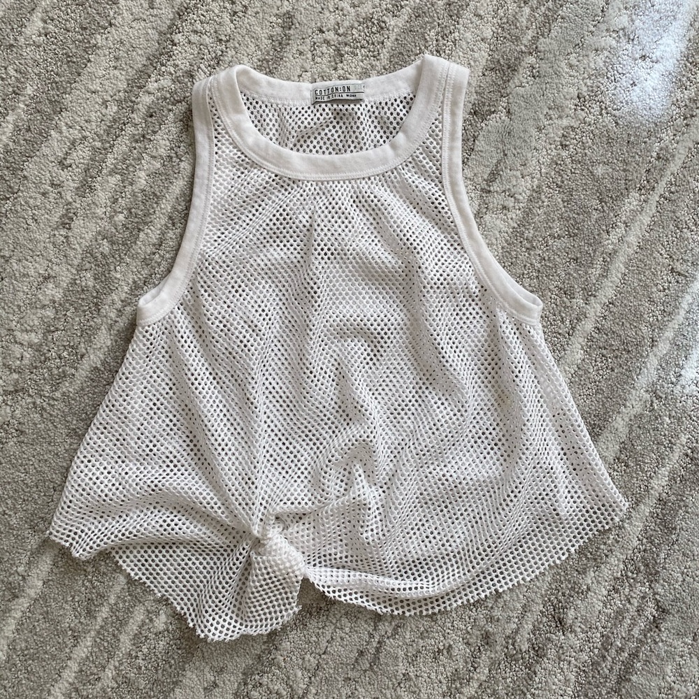 Cotton On white sleeveless cut out top size S